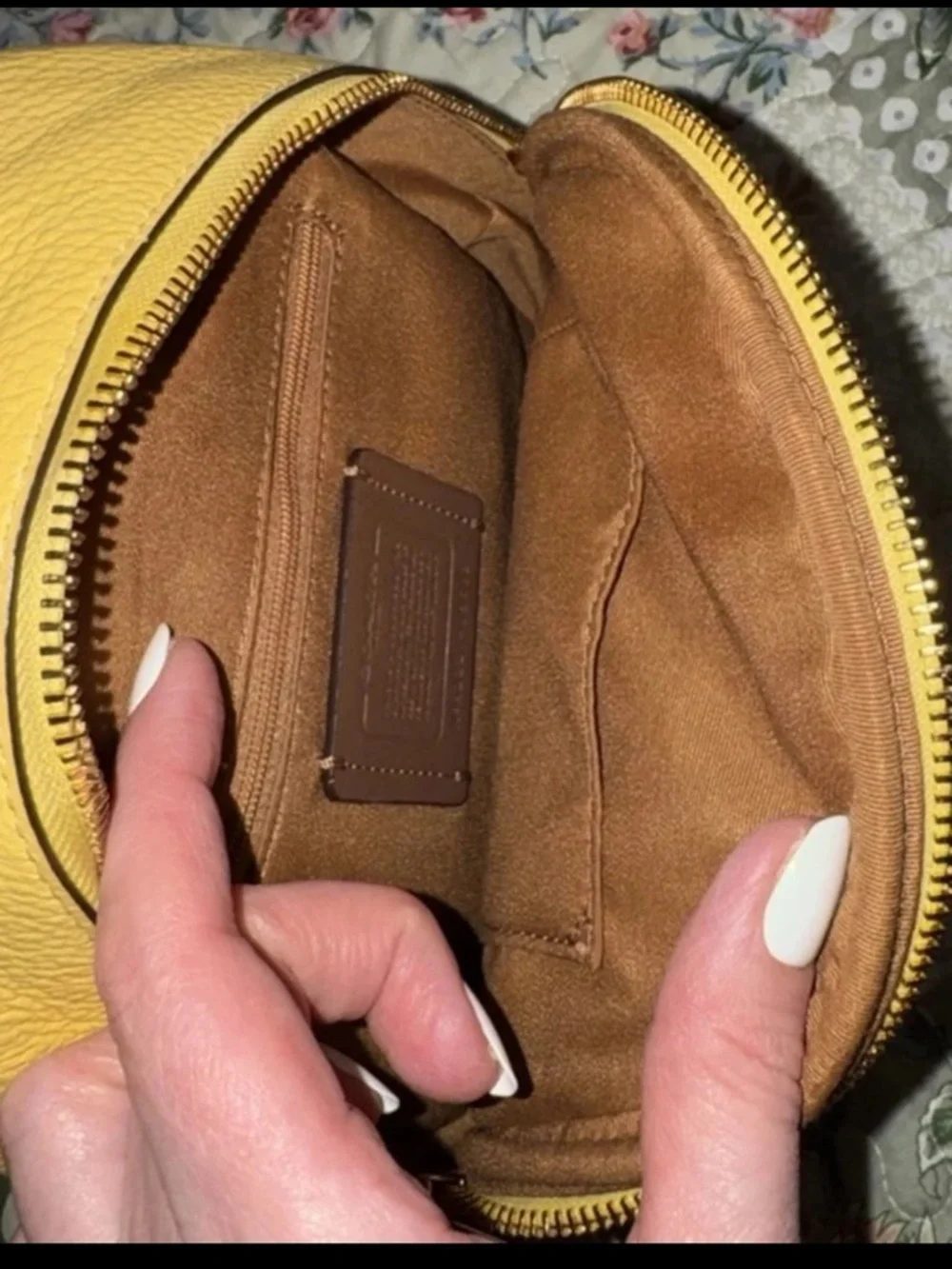 Coach Mini Court Backpack Yellow Pebbled Leather Gold Hardware Black Straps - Picture 6 of 6